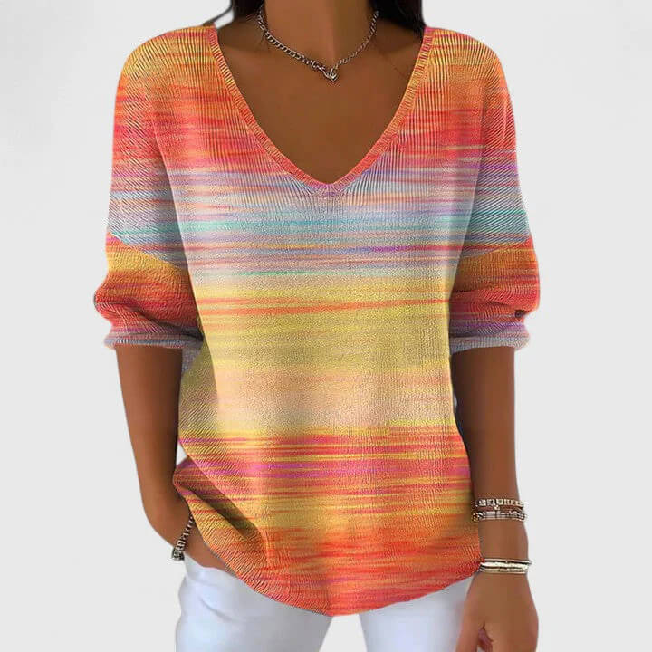Women’s Gradient V-Neck Long Sleeve Top