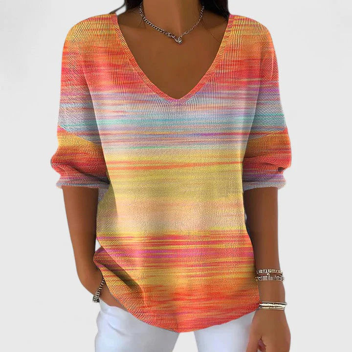Women’s Gradient V-Neck Long Sleeve Top